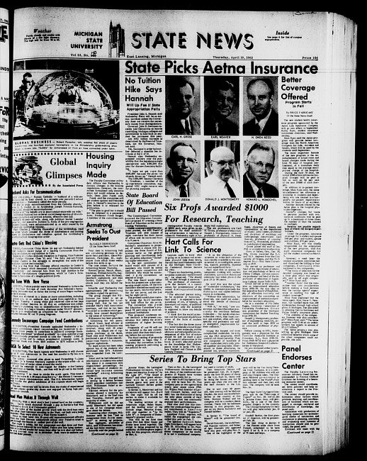 State news. (1962 April 19)