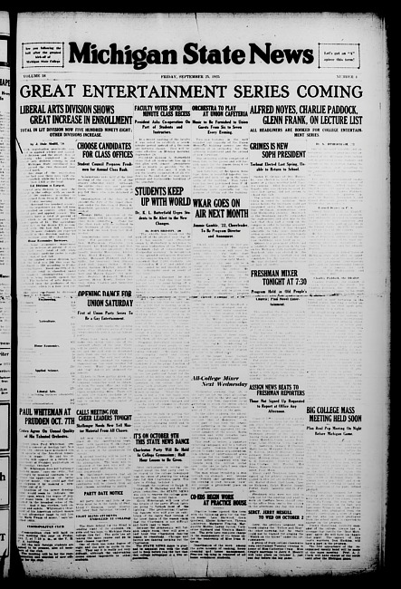 Michigan State news. (1925 September 25)