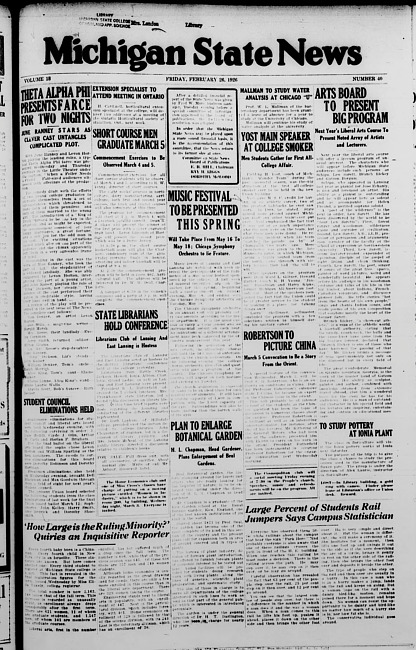 Michigan State news. (1926 February 26)