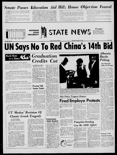 State news. (1963 October 22)