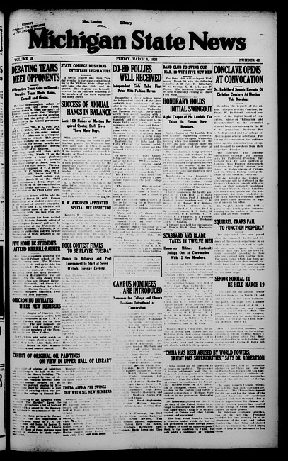 Michigan State news. (1926 March 5)