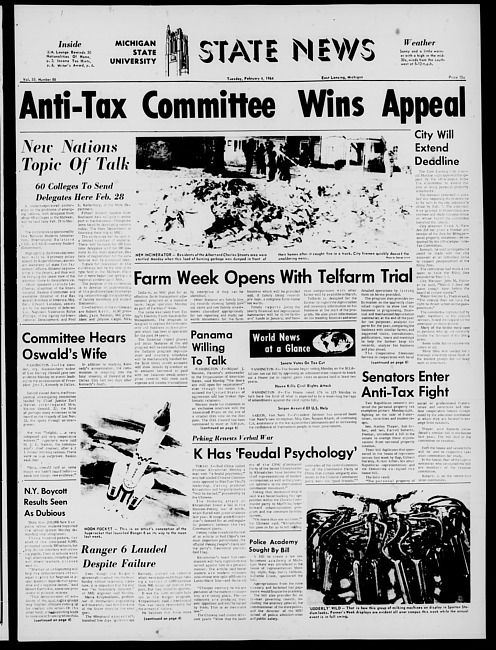 State news. (1964 February 4)