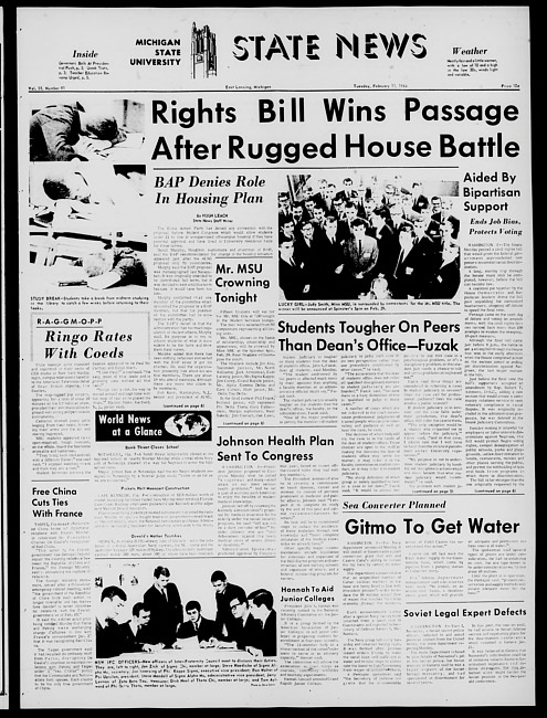 State news. (1964 February 11)