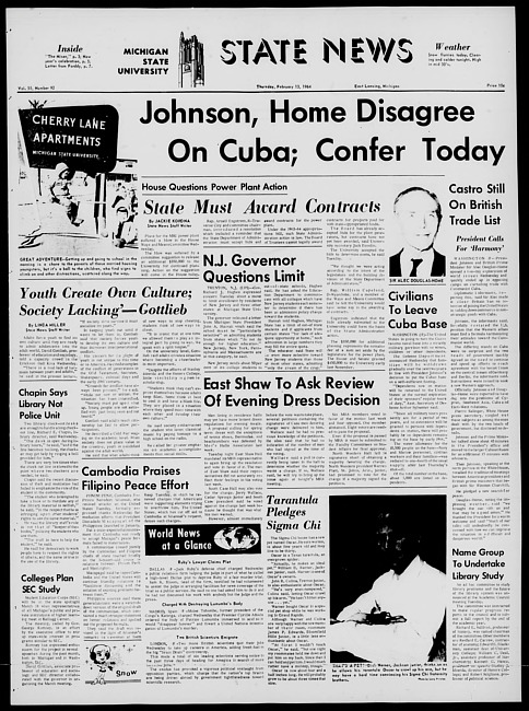 State news. (1964 February 13)