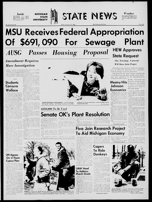 State news. (1964 February 21)