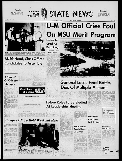 State news. (1964 April 6)