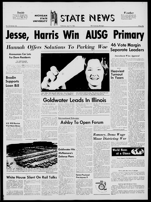 State news. (1964 April 15)