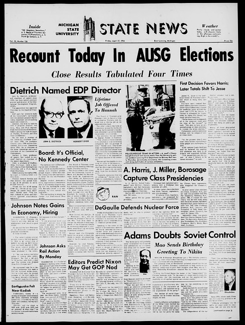 State news. (1964 April 17)