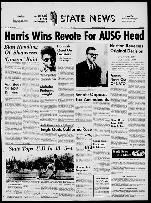 State news. (1964 April 29)