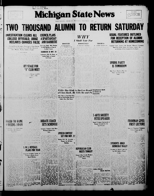 Michigan State news. (1932 November 3)