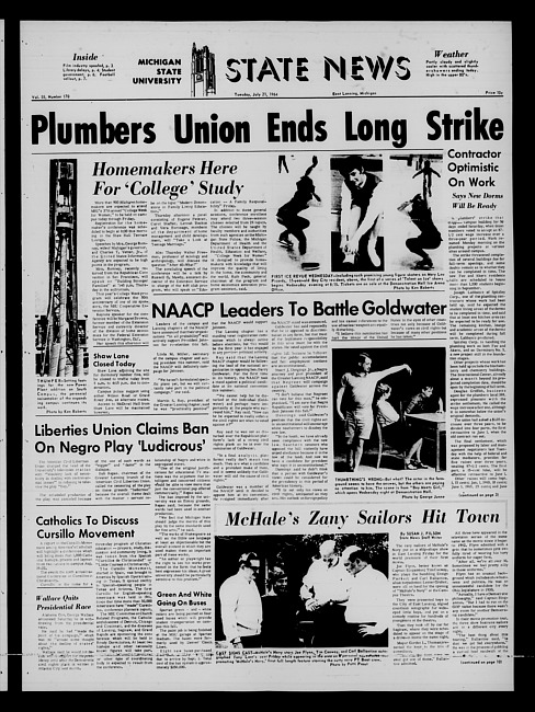 State news. (1964 July 21)