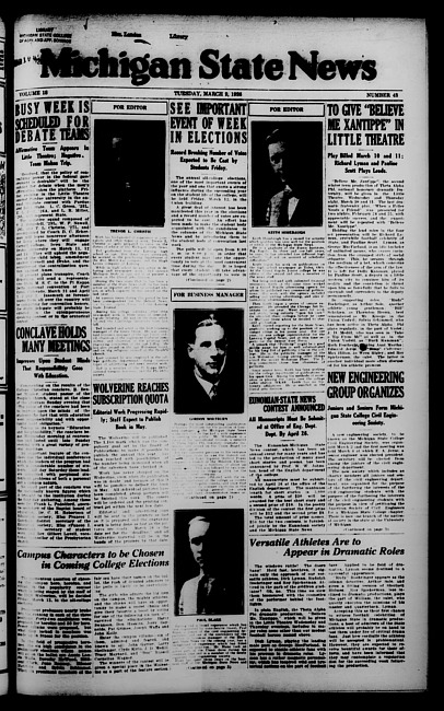Michigan State news. (1926 March 9)