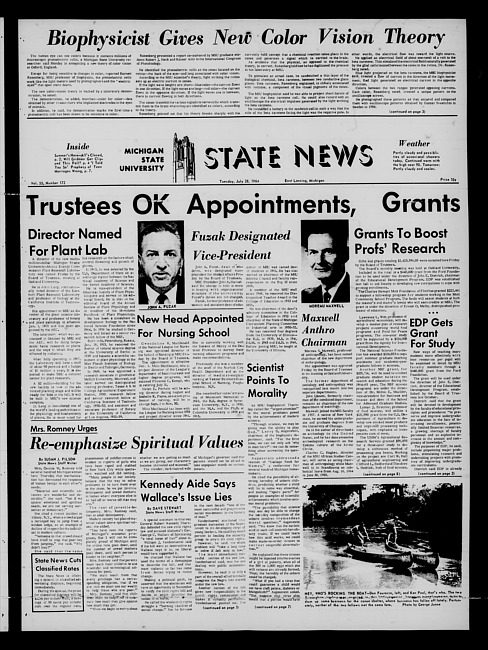 State news. (1964 July 28)