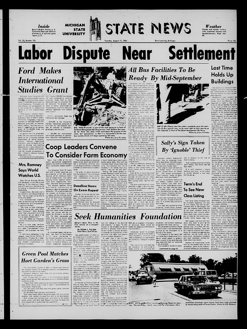 State news. (1964 August 11)