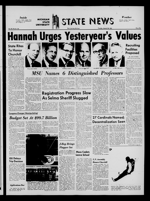 State news. (1965 January 26)