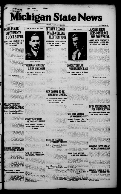 Michigan State news. (1926 March 16)