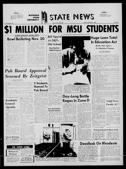 State news. (1965 November 9)