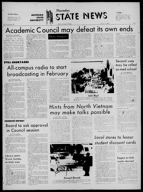 State news. (1967 January 5)