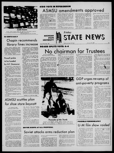 State news. (1967 January 20)