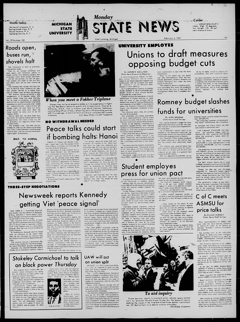 State news. (1967 February 6)