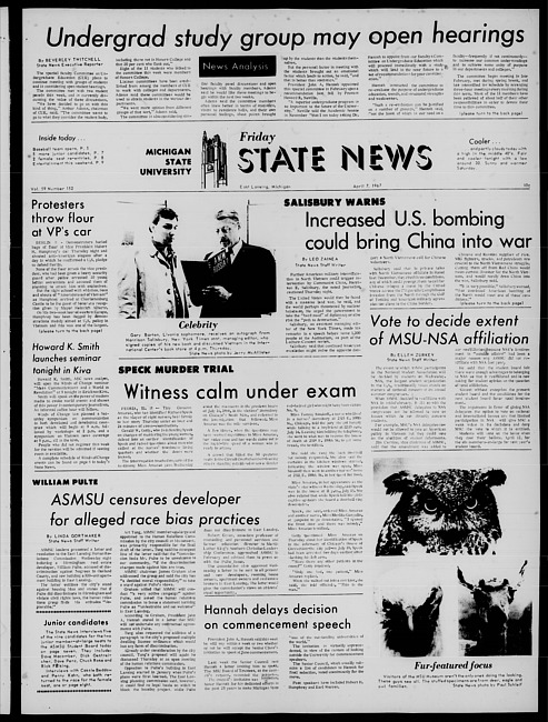 State news. (1967 April 7)