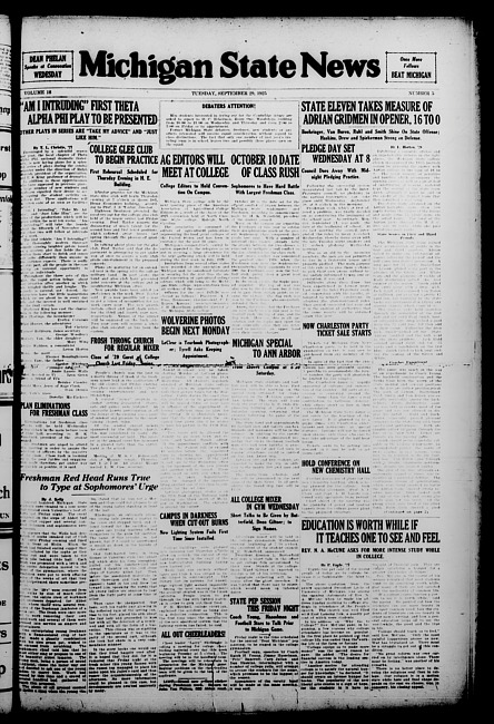 Michigan State news. (1925 September 29)