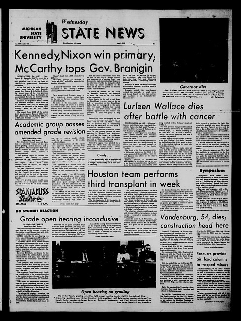 State news. (1968 May 8)