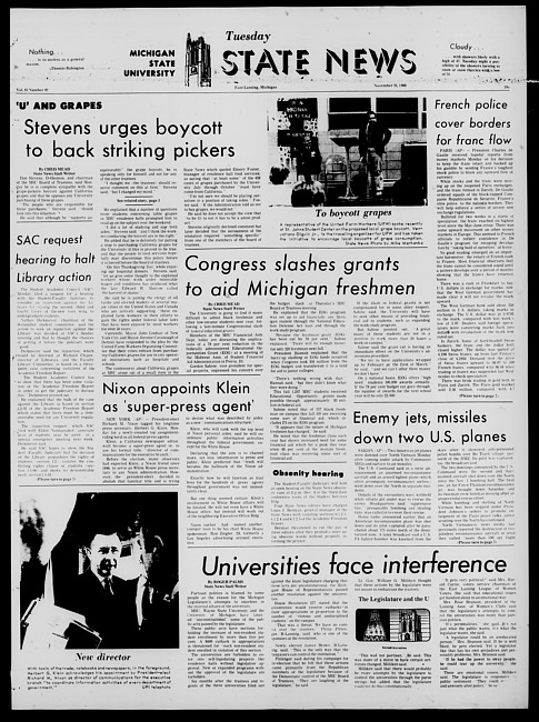 State news. (1968 November 26)