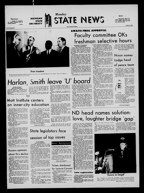 State news. (1969 January 6)