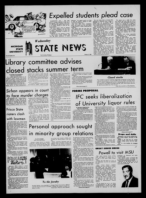 State news. (1969 January 8)