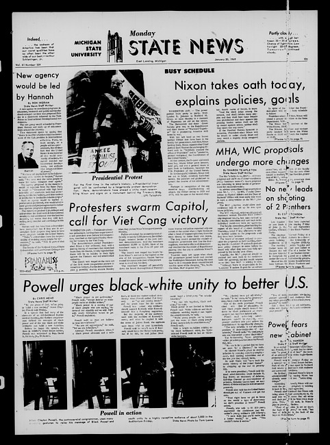 State news. (1969 January 20)