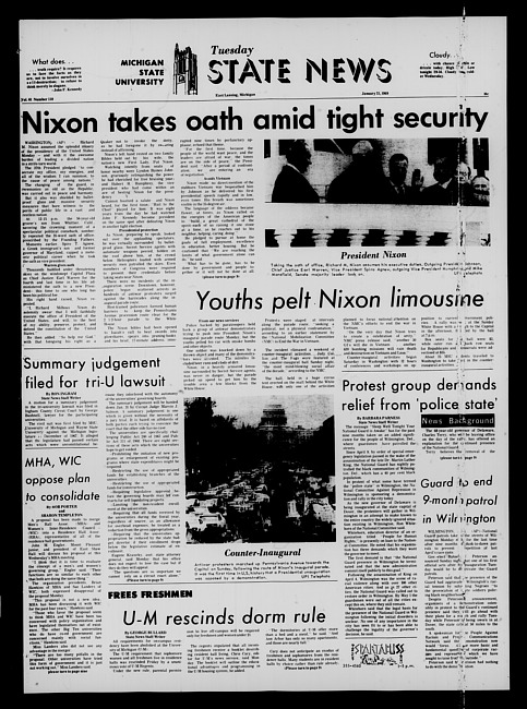 State news. (1969 January 21)