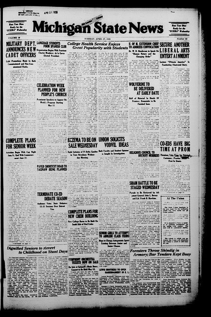 Michigan State news. (1926 April 27)