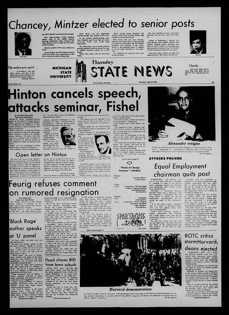 State news. (1969 April 10)