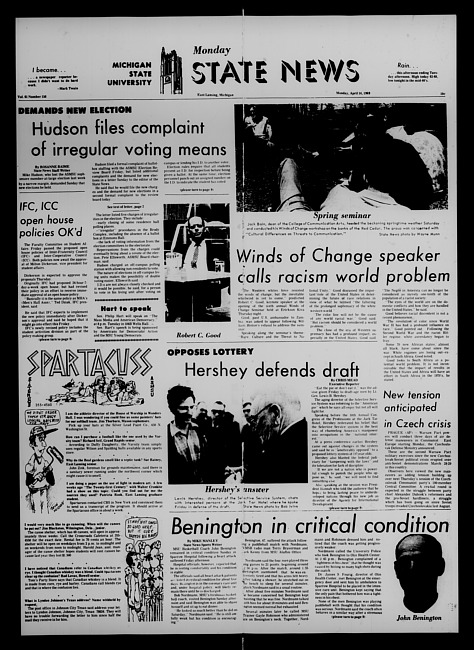 State news. (1969 April 14)