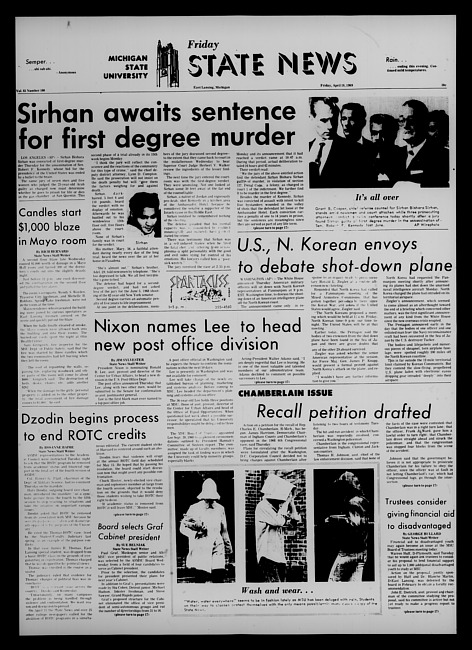 State news. (1969 April 18)