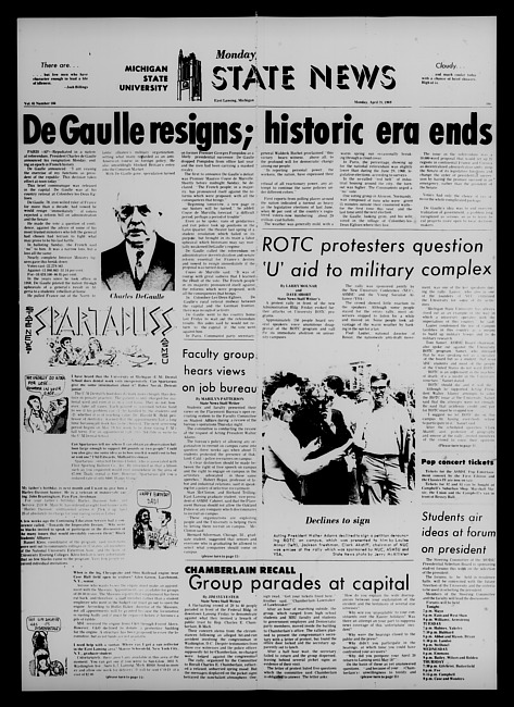 State news. (1969 April 28)