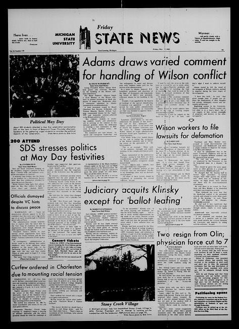 State news. (1969 May 2)