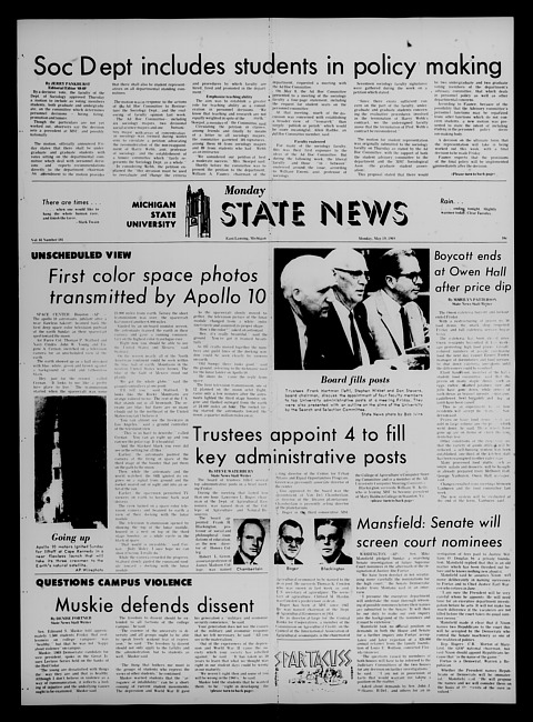 State news. (1969 May 19)