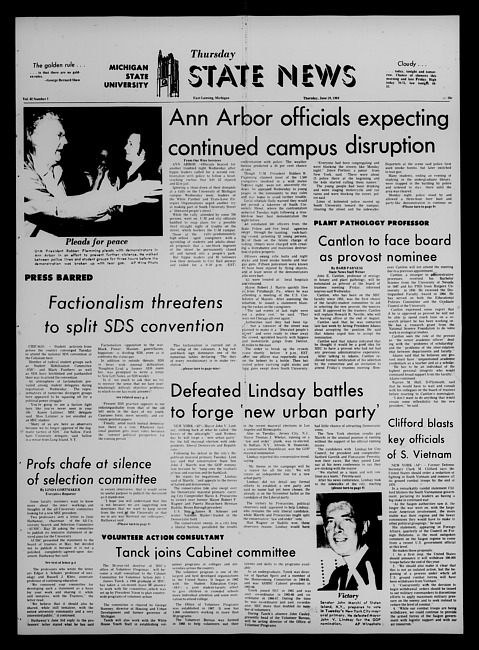 State news. (1969 June 19)