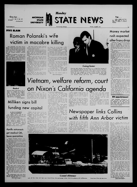 State news. (1969 August 11)