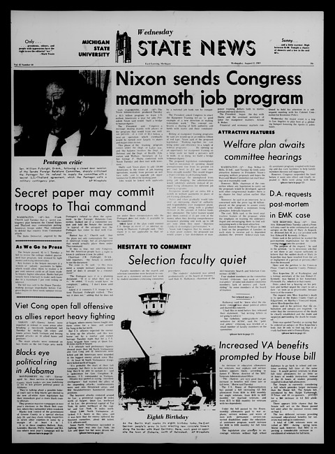 State news. (1969 August 13)