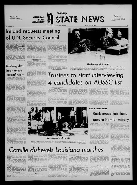 State news. (1969 August 18)