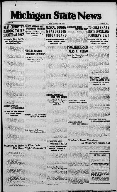 Michigan State news. (1926 April 30)
