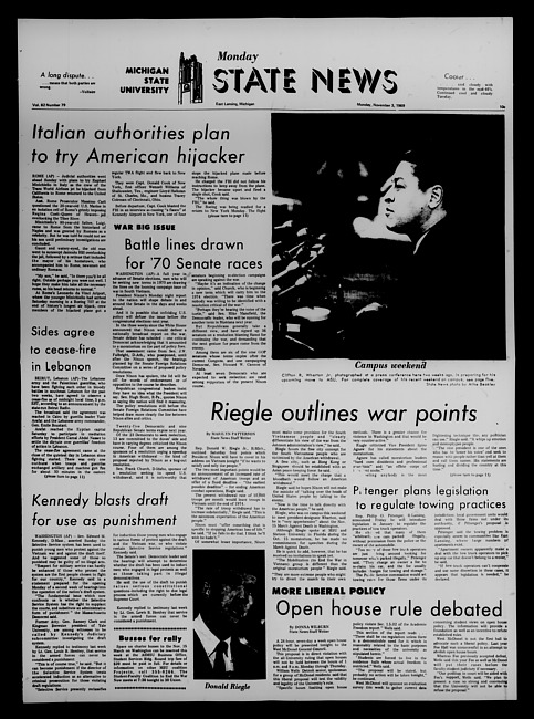 State news. (1969 November 3)