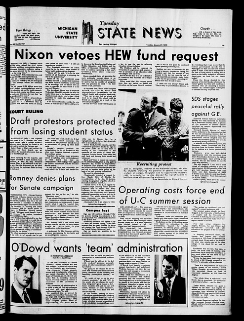 State news. (1970 January 27)