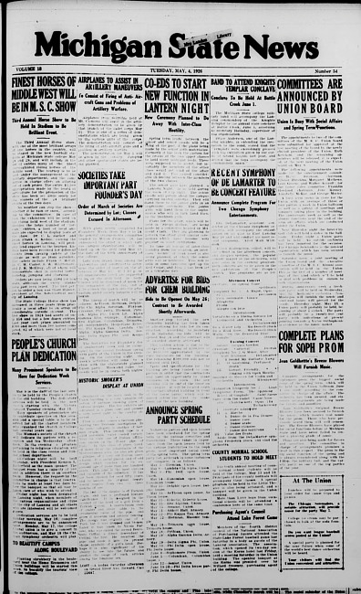Michigan State news. (1926 May 4)