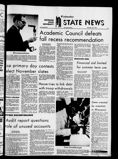 State news. (1970 June 3)