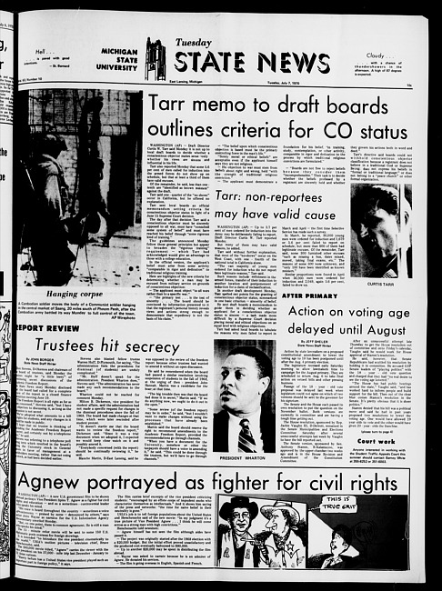 State news. (1970 July 7)