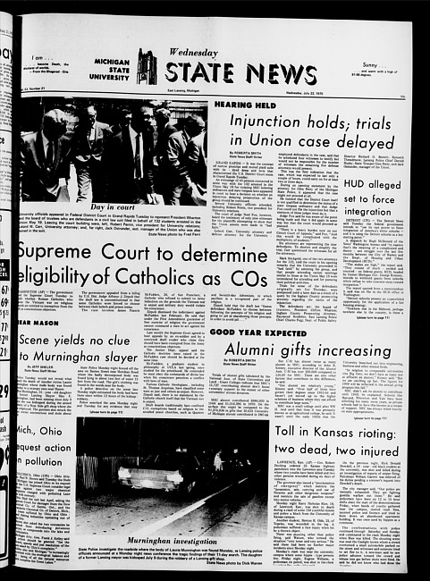 State news. (1970 July 22)